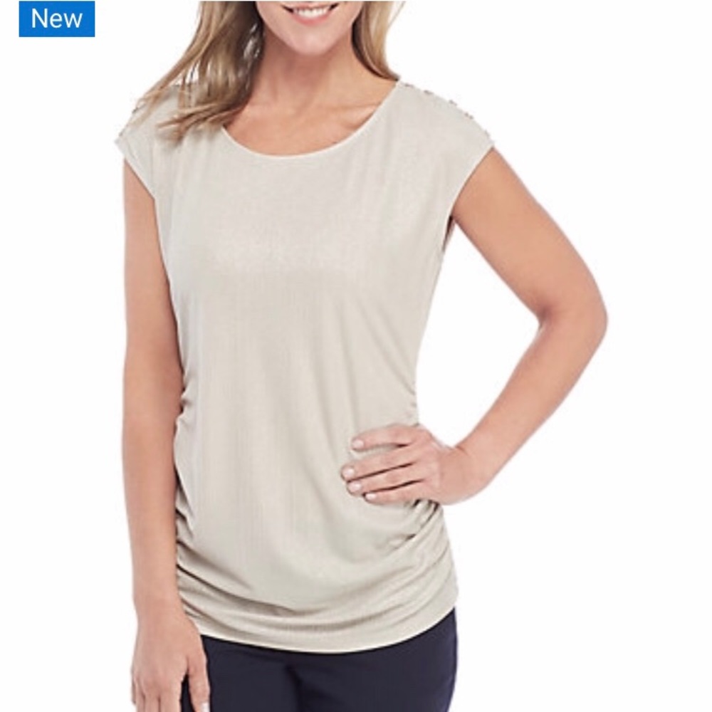 Calvin Klein Ruched Metallic Top - Picture 4 of 7